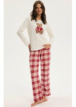 Esotiq bawełniana piżama damska z misiem Chrismis 44547-01X, Kolor kremowo-czerwony, Rozmiar L, Esotiq ze sklepu Intymna w kategorii Piżamy damskie - zdjęcie 187761940
