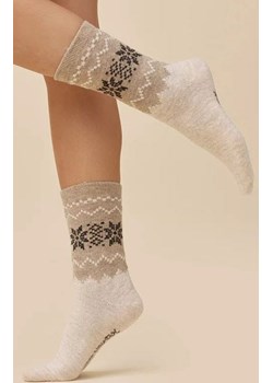 Wełniane skarpetki damskie beżowe-latte SW070, Kolor beżowy-latte, Rozmiar 39-42, Gabriella ze sklepu Intymna w kategorii Skarpetki damskie - zdjęcie 187761974