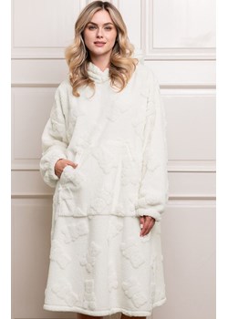 Ciepła kocobluza damska z kapturem Miśka, Kolor ecru, Rozmiar uniwersalny, Italian Fashion ze sklepu Intymna w kategorii Szlafroki damskie - zdjęcie 187762023