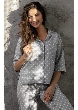 Bawełniana piżama damska rozpinana Looking Good, Kolor szaro-biały, Rozmiar S, Momenti per me ze sklepu Intymna w kategorii Piżamy damskie - zdjęcie 187762191