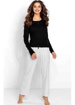 Długa piżama damska wiskozowa Naomi, Kolor czarny-ecru, Rozmiar S, Momenti per me ze sklepu Intymna w kategorii Piżamy damskie - zdjęcie 187762223