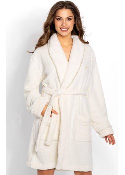 Elegancki szlafrok damski ciepły Glamour, Kolor ecru, Rozmiar S, Momenti per me ze sklepu Intymna w kategorii Szlafroki damskie - zdjęcie 187762281