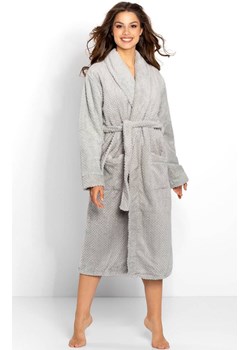 Ciepły szlafrok damski długi Lauren Long, Kolor szary, Rozmiar S, Momenti per me ze sklepu Intymna w kategorii Szlafroki damskie - zdjęcie 187762300