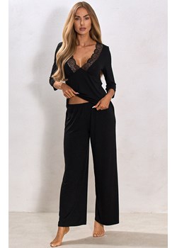 Czarna piżama damska z długimi spodniami LONG SOFT SKIMS, Kolor czarny, Rozmiar S, PURE SIN ze sklepu Intymna w kategorii Piżamy damskie - zdjęcie 187762363