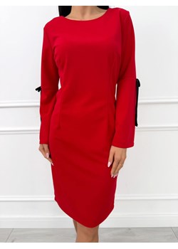 Czerwona Prosta Sukienka z Rozszerzanym Rękawem ze sklepu ModnaKiecka.pl w kategorii Sukienki - zdjęcie 187765992