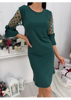 Zielona Sukienka z Ozdobnym Rękawem ze sklepu ModnaKiecka.pl w kategorii Sukienki - zdjęcie 187766010