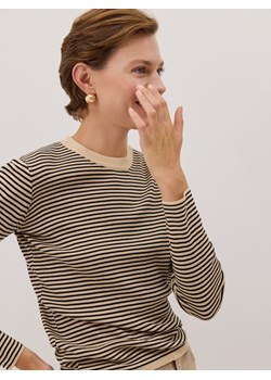Reserved - Bawełniany longsleeve w paski - beżowy ze sklepu Reserved w kategorii Bluzki damskie - zdjęcie 187766162