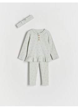 Reserved - Prążkowany komplet z opaską - oliwkowy ze sklepu Reserved w kategorii Komplety niemowlęce - zdjęcie 187766871