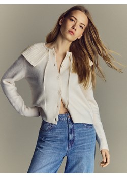 Reserved - Kardigan z kołnierzem - kremowy ze sklepu Reserved w kategorii Swetry damskie - zdjęcie 187773043