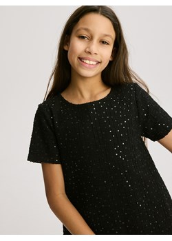Reserved - Tweedowa sukienka z cekinami - czarny ze sklepu Reserved w kategorii Sukienki dziewczęce - zdjęcie 187774030