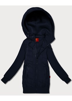 Damska bluza z kapturem z łączonych materiałów Goodlookin granatowa (AMG-175) ze sklepu goodlookin.pl w kategorii Bluzy damskie - zdjęcie 187774261