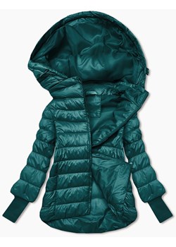 Krótka kurtka damska z dzianinowymi ściągaczami morska (P22/P3-6636-56) ze sklepu goodlookin.pl w kategorii Kurtki damskie - zdjęcie 187774271