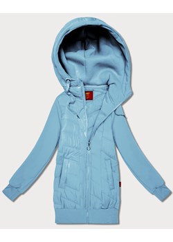 Damska bluza z kapturem z łączonych materiałów Goodlookin błękitna (AMG-175) ze sklepu goodlookin.pl w kategorii Bluzy damskie - zdjęcie 187774272