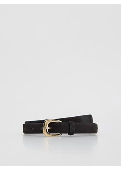 Reserved - Skórzany pasek z włosiem - ciemnobrązowy ze sklepu Reserved w kategorii Paski damskie - zdjęcie 187774354