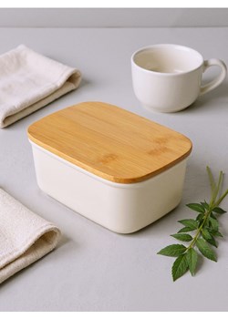 Sinsay - Pojemnik na żywność z bambusową pokrywką - biały ze sklepu Sinsay w kategorii Pojemniki kuchenne - zdjęcie 187775113