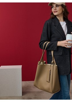 Sinsay - Torba na ramię z imitacji skóry z portfelem i kosmetyczką - beżowy ze sklepu Sinsay w kategorii Torby Shopper bag - zdjęcie 187775191