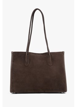 Estro: Ciemnobrązowa welurowa shopperka damska z długimi rączkami ze sklepu Estro w kategorii Torby Shopper bag - zdjęcie 187776641