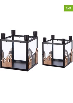 GILDE Świeczniki adwentowe (2 szt.) w kolorze czarnym - 22 x 22 x 25 cm ze sklepu Limango Polska w kategorii Świeczniki - zdjęcie 187777241