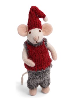 Gry &amp; Sif Figurka dekoracyjna "Mouse" w kolorze szaro-czerwonym - 4 x 14 x 3 cm ze sklepu Limango Polska w kategorii Dekoracje - zdjęcie 187777762