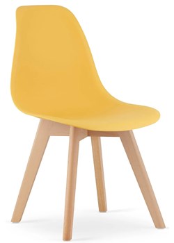 Musztardowe krzesło na drewnianych nogach H0-F18 ze sklepu Edinos.pl w kategorii Krzesła - zdjęcie 187782154