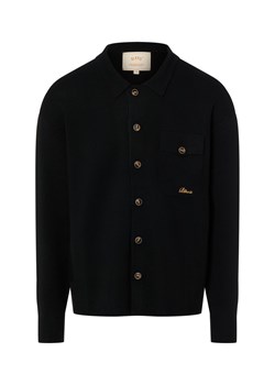 BLKVIS Męska wełniana koszula z dzianiny Mężczyźni Regular Fit Wełna czarny jednolity ze sklepu vangraaf w kategorii Koszule męskie - zdjęcie 187783892