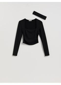 Reserved - Longsleeve z wiskozą - czarny ze sklepu Reserved w kategorii Bluzki damskie - zdjęcie 187784210