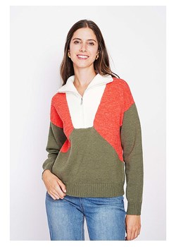 C&amp; Jo Sweter w kolorze oliwkowo-czerwono-białym ze sklepu Limango Polska w kategorii Swetry damskie - zdjęcie 187785180