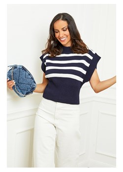 Pura Maglia Bezrękawnik w kolorze granatowo-białym ze sklepu Limango Polska w kategorii Swetry damskie - zdjęcie 187785894