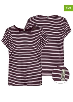 Sublevel Koszulki (2 szt.) w kolorze ciemnofioletowo-białym ze sklepu Limango Polska w kategorii Bluzki damskie - zdjęcie 187787993