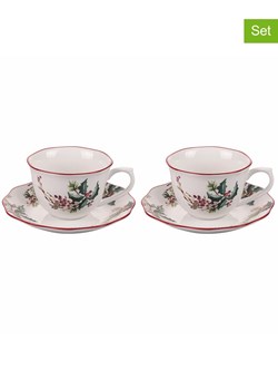 Villa d´Este Filiżanki jumbo (2 szt.) w kolorze kremowo-zielono-czerwonym - 380 ml ze sklepu Limango Polska w kategorii Dzbanki i zaparzacze - zdjęcie 187791503