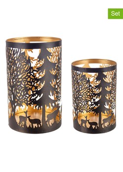 Bizzotto Świeczniki (2 szt.) &quot;Reindeer&quot; w kolorze czarnym ze sklepu Limango Polska w kategorii Świeczniki - zdjęcie 187791670