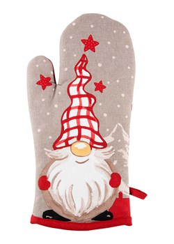 Trendy Kitchen by EXCÉLSA Rękawica kuchenna &quot;Gnome&quot; w kolorze czerwono-szarym - 32 x 18 cm ze sklepu Limango Polska w kategorii Tekstylia kuchenne - zdjęcie 187791981