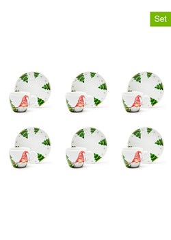 Trendy Kitchen by EXCÉLSA Filiżanki (6 szt.) &quot;Gnomo Friends&quot; w kolorze biało-zielonym - 90 ml ze sklepu Limango Polska w kategorii Dzbanki i zaparzacze - zdjęcie 187792022