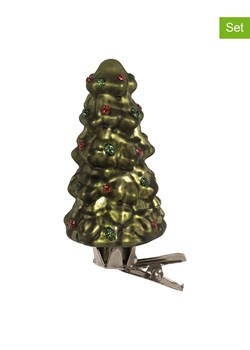 Clayre &amp; Eef Dekoracje świąteczne (2 szt.) w kolorze zielonym - wys. 9 x Ø 4 cm ze sklepu Limango Polska w kategorii Dekoracje bożonarodzeniowe - zdjęcie 187792821