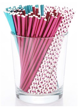SUNNYSUE Papierowe słomki &quot;Metallic&quot; w kolorze różowo-turkusowym - dł. 20 cm ze sklepu Limango Polska w kategorii Akcesoria biurowe - zdjęcie 187793392