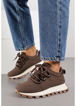 Brązowe Sneakersy na Platformie Ozdobionej Tłoczeniem Zerla ze sklepu renee.pl w kategorii Buty sportowe damskie - zdjęcie 187795943
