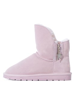 NICEBAY Skórzane botki zimowe "Pompon" w kolorze jasnoróżowym ze sklepu Limango Polska w kategorii Śniegowce damskie - zdjęcie 187797002