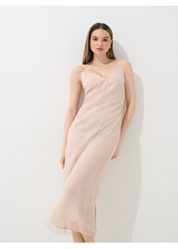 Mohito - Sukienka midi z metalizowaną nitką - beżowy ze sklepu Mohito w kategorii Sukienki - zdjęcie 187798470
