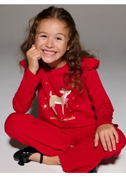 Sinsay - Bawełniana koszulka z nadrukiem świątecznym - czerwony ze sklepu Sinsay w kategorii Bluzki dziewczęce - zdjęcie 187799642