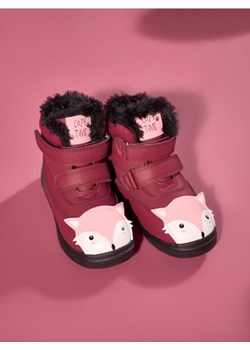 Sinsay - Ocieplane botki z elementami 3D - bordowy ze sklepu Sinsay w kategorii Buty zimowe dziecięce - zdjęcie 187799660