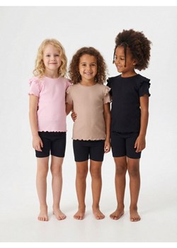 Sinsay - Koszulki z prażkowanej dzianiny z ozdobnymi falbanami 3 pack - wielobarwny ze sklepu Sinsay w kategorii Bluzki dziewczęce - zdjęcie 187799700