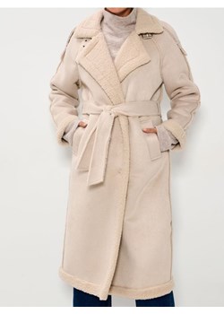 Sinsay - Płaszcz z kożuszkiem - kremowy ze sklepu Sinsay w kategorii Płaszcze damskie - zdjęcie 187799730