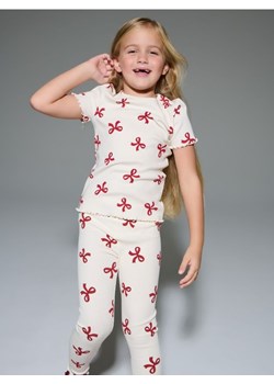 Sinsay - Bawełniana koszulka ze wzorem w kokardy - kremowy ze sklepu Sinsay w kategorii Bluzki dziewczęce - zdjęcie 187799751