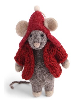 Gry &amp; Sif Figurka dekoracyjna "Mouse" w kolorze szaro-czerwonym - 4,5 x 13 x 4 cm ze sklepu Limango Polska w kategorii Dekoracje - zdjęcie 187800980