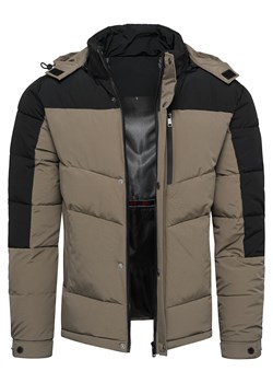 Kurtka męska ocieplana z odczepianym kapturem czarno-szara Recea ze sklepu Recea.pl w kategorii Kurtki męskie - zdjęcie 187802252