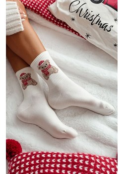 Skarpetki damskie świąteczne ecru Miś 1283.031, Kolor ecru, Rozmiar 37-41, Milena ze sklepu Primodo w kategorii Skarpetki damskie - zdjęcie 187803524