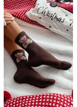 Skarpetki damskie świąteczne brązowe Miś 1283.031, Kolor brązowy, Rozmiar 37-41, Milena ze sklepu Intymna w kategorii Skarpetki damskie - zdjęcie 187804004