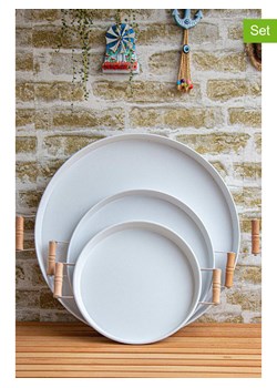 Violeta Home Tace (3 szt.) w kolorze biało-jasnobrązowym ze sklepu Limango Polska w kategorii Misy i tace dekoracyjne - zdjęcie 187809041