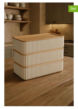 Violeta Home Pojemniki (3 szt.) w kolorze biało-jasnobrązowym - 19,5 x 9,5 cm ze sklepu Limango Polska w kategorii Pojemniki kuchenne - zdjęcie 187809073