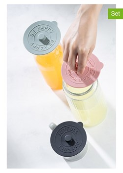 Violeta Home Pokrywki (6 szt.) w kolorze błękitno-antracytowo-jasnoróżowym - Ø 10 cm ze sklepu Limango Polska w kategorii Akcesoria kuchenne - zdjęcie 187809512